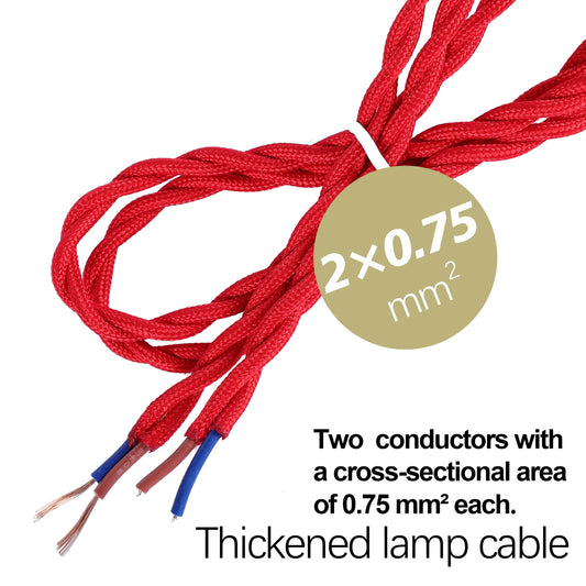 Red Twisted Braided Fabric Lighting Cable