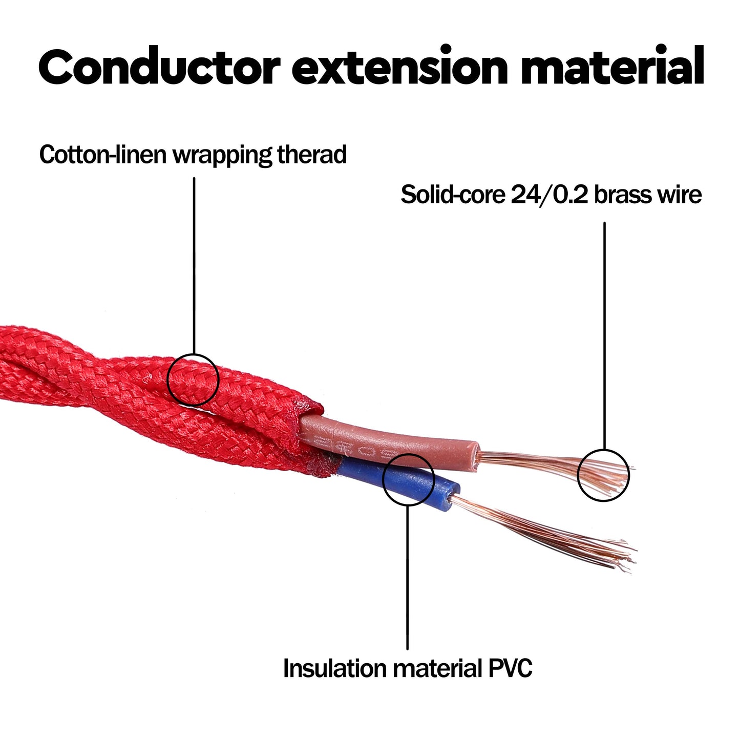 Red Twisted Braided Fabric Lighting Cable