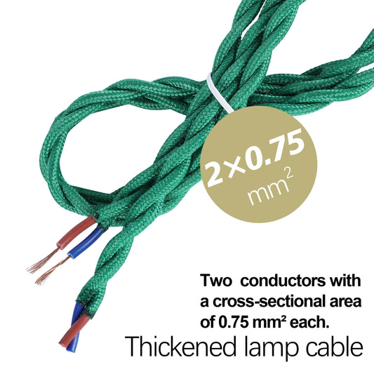 Green Twisted Braided Fabric Lighting Cable