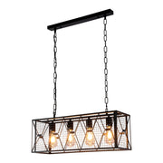 Industrial Farmhouse Metal Cage Chandelier - Black Finish 4-Light