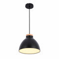 Dome Pendant Light with Wooden Accent - E27 Fitting, 40W Max, IP20
