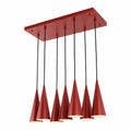6-Light Cone Pendant Light - E27 Fittings, Rectangular Plate, Dimmable