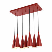 6-Light Cone Pendant Light - E27 Fittings, Rectangular Plate, Dimmable