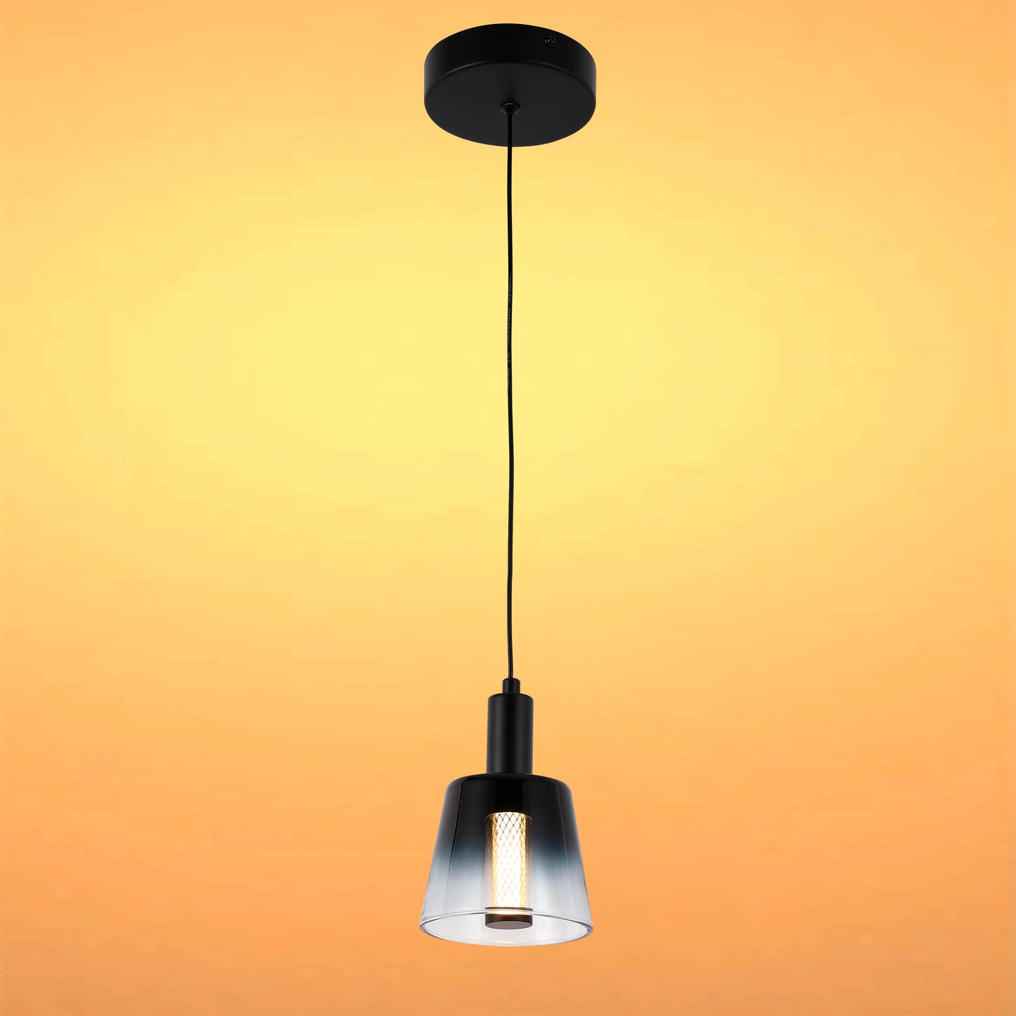 Cross-Hatch Textured Glass Pendant Light - E27 Fitting, 110mm Diameter