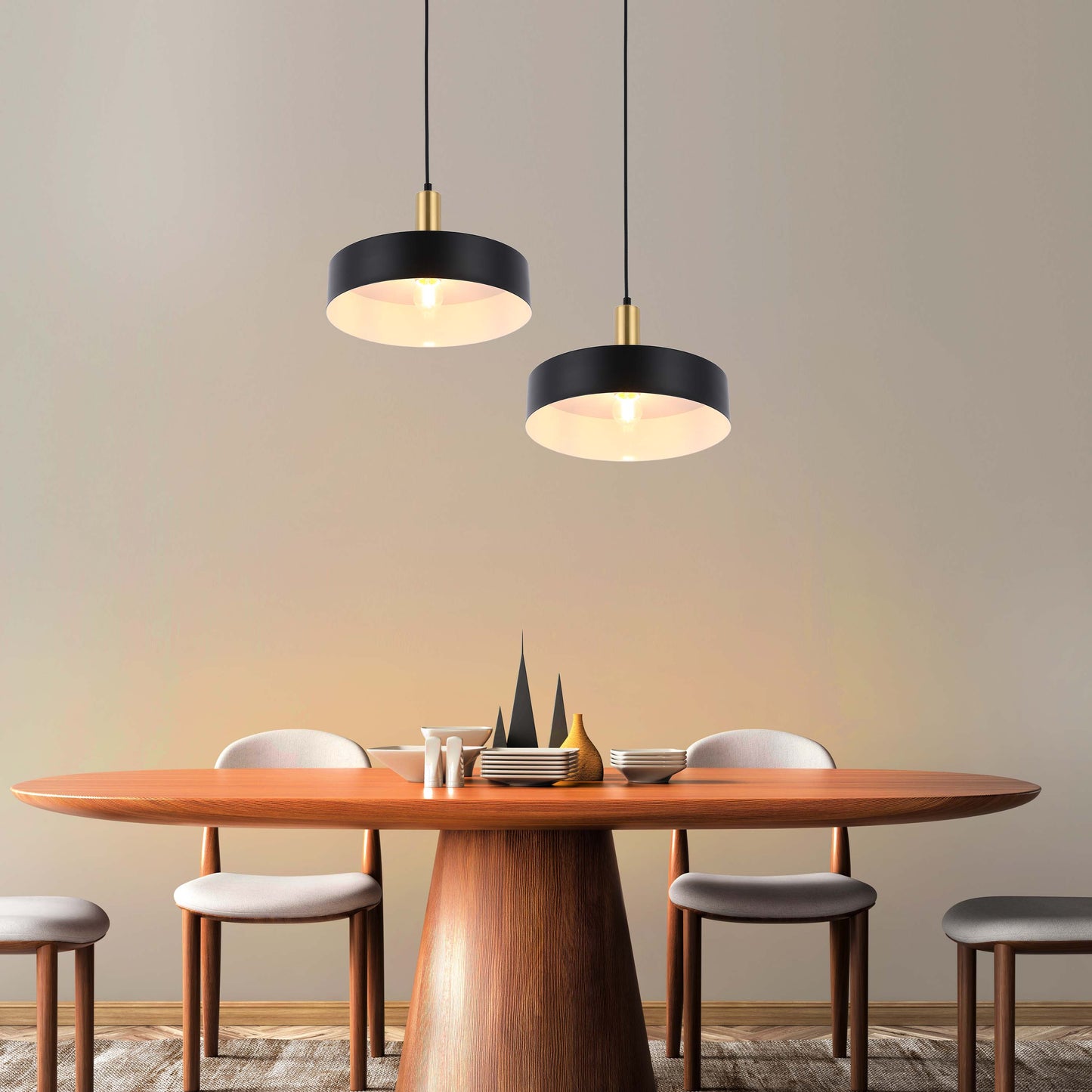 Modern Black Brass Ceiling Pendant Light, Adjustable Drop, E27