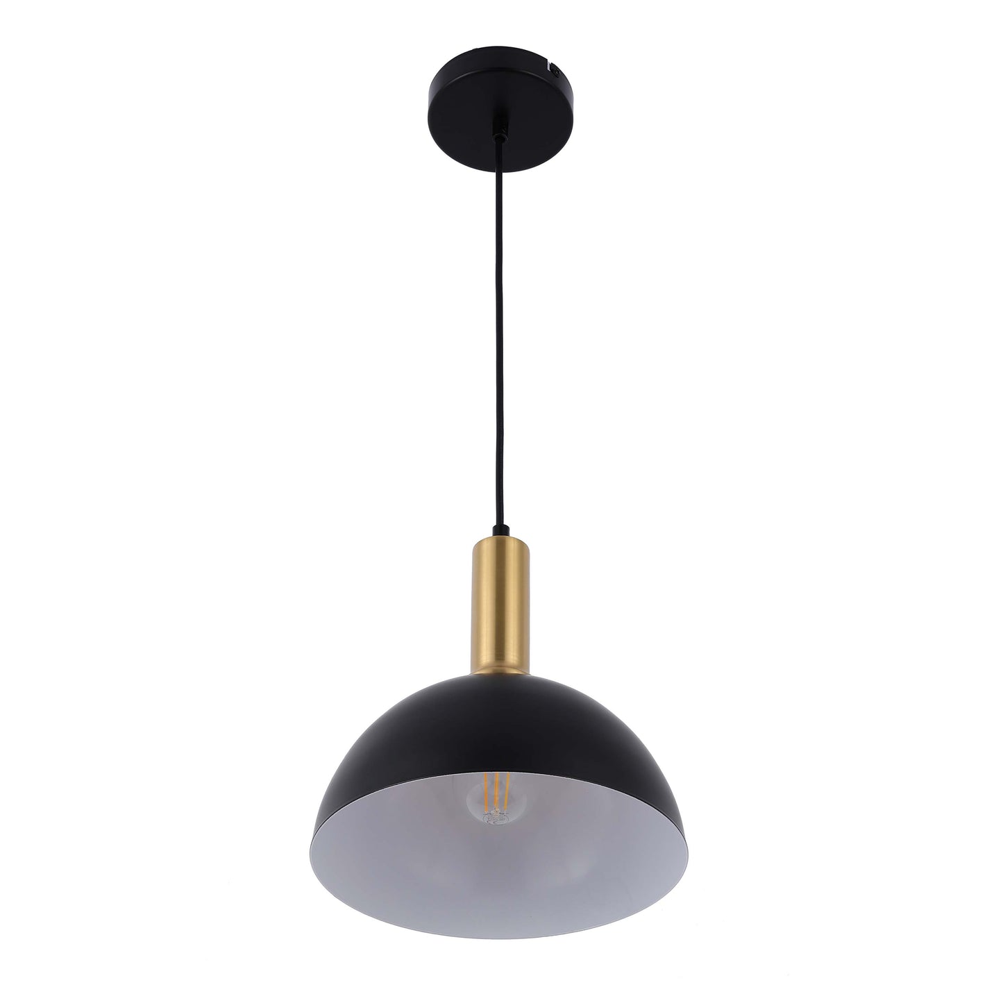 Modern Black Brass Ceiling Pendant Light, Adjustable Drop, E27