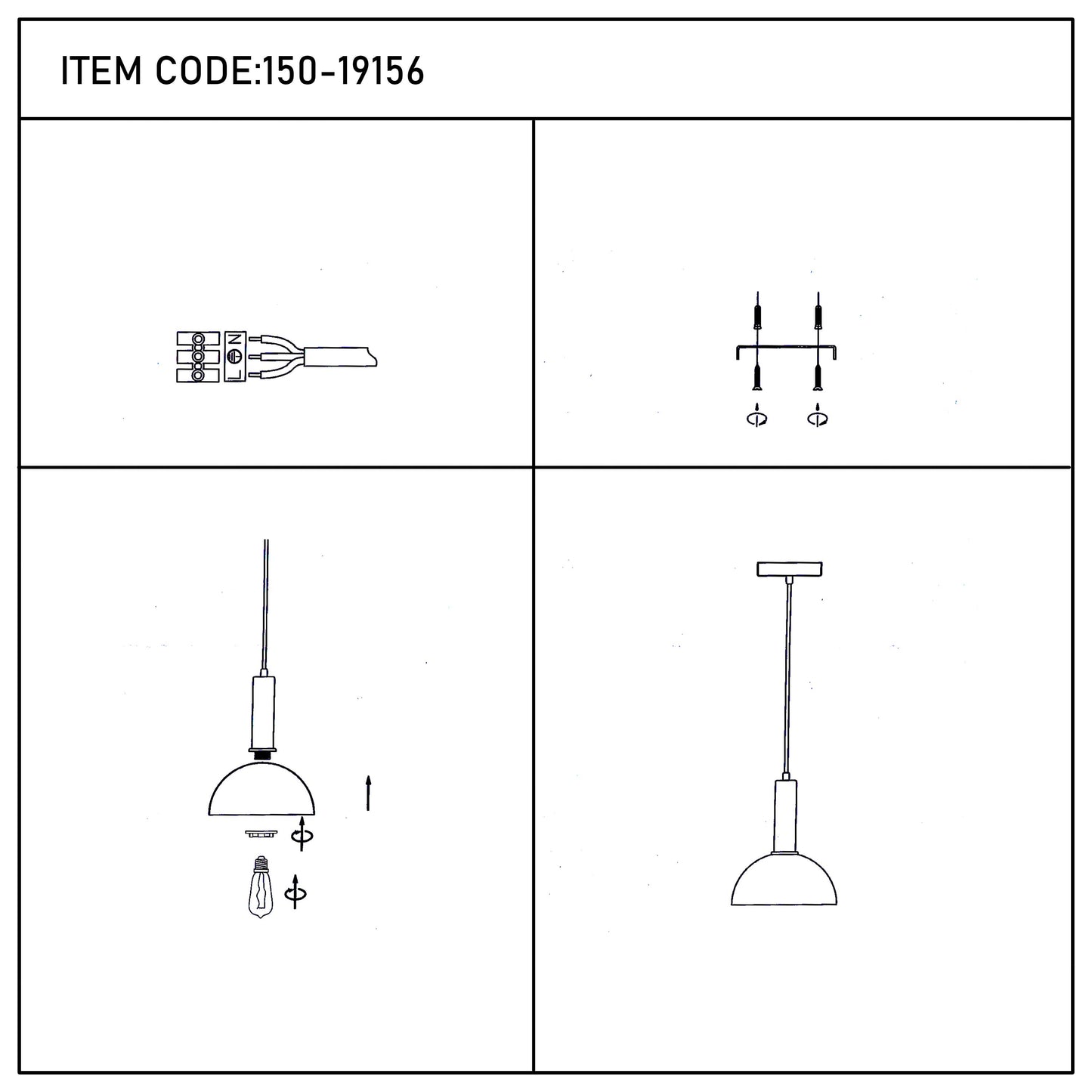 Modern Black Brass Ceiling Pendant Light, Adjustable Drop, E27