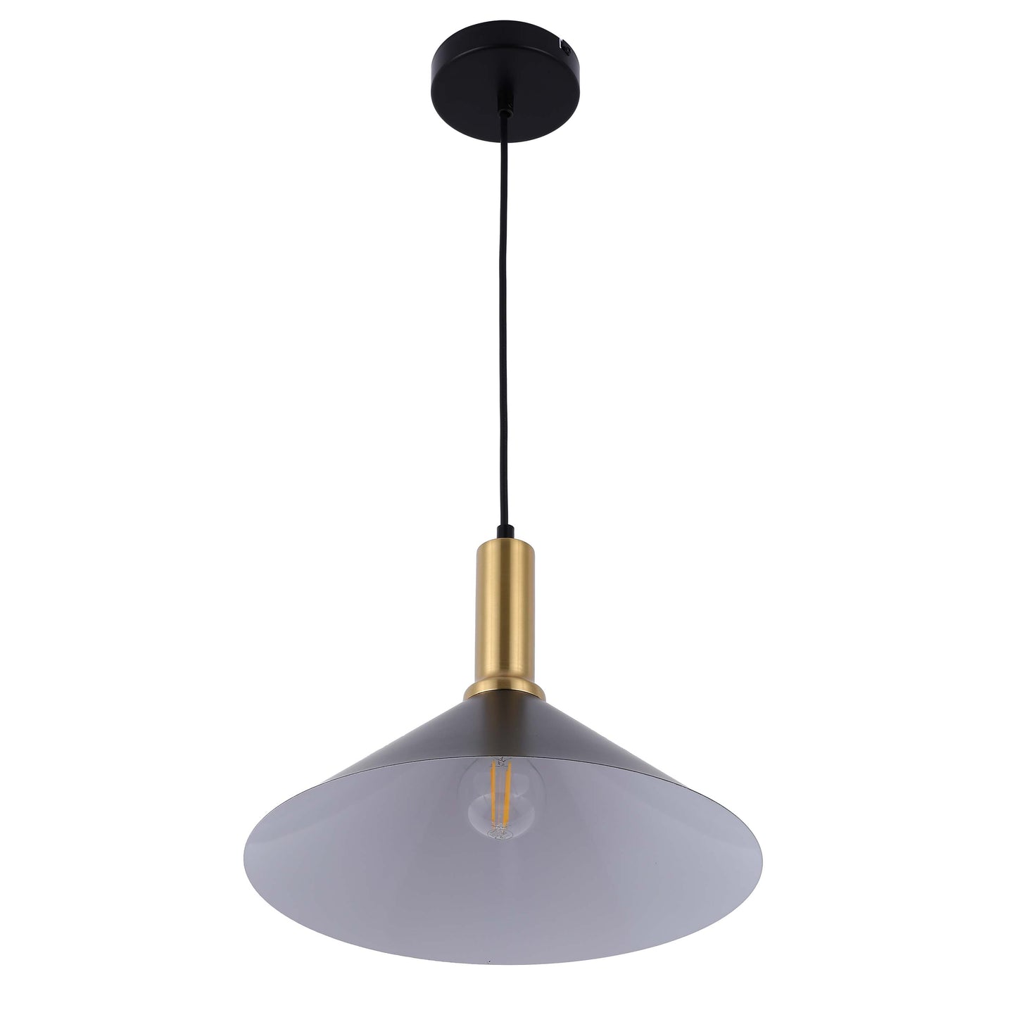 Modern Black Brass Ceiling Pendant Light, Adjustable Drop, E27