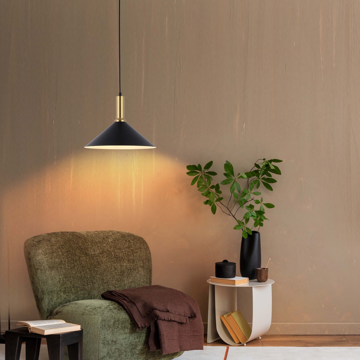 Modern Black Brass Ceiling Pendant Light, Adjustable Drop, E27