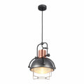 Industrial Dome Pendant Light with Caged Textured Glass