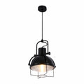 Industrial Dome Pendant Light with Caged Textured Glass
