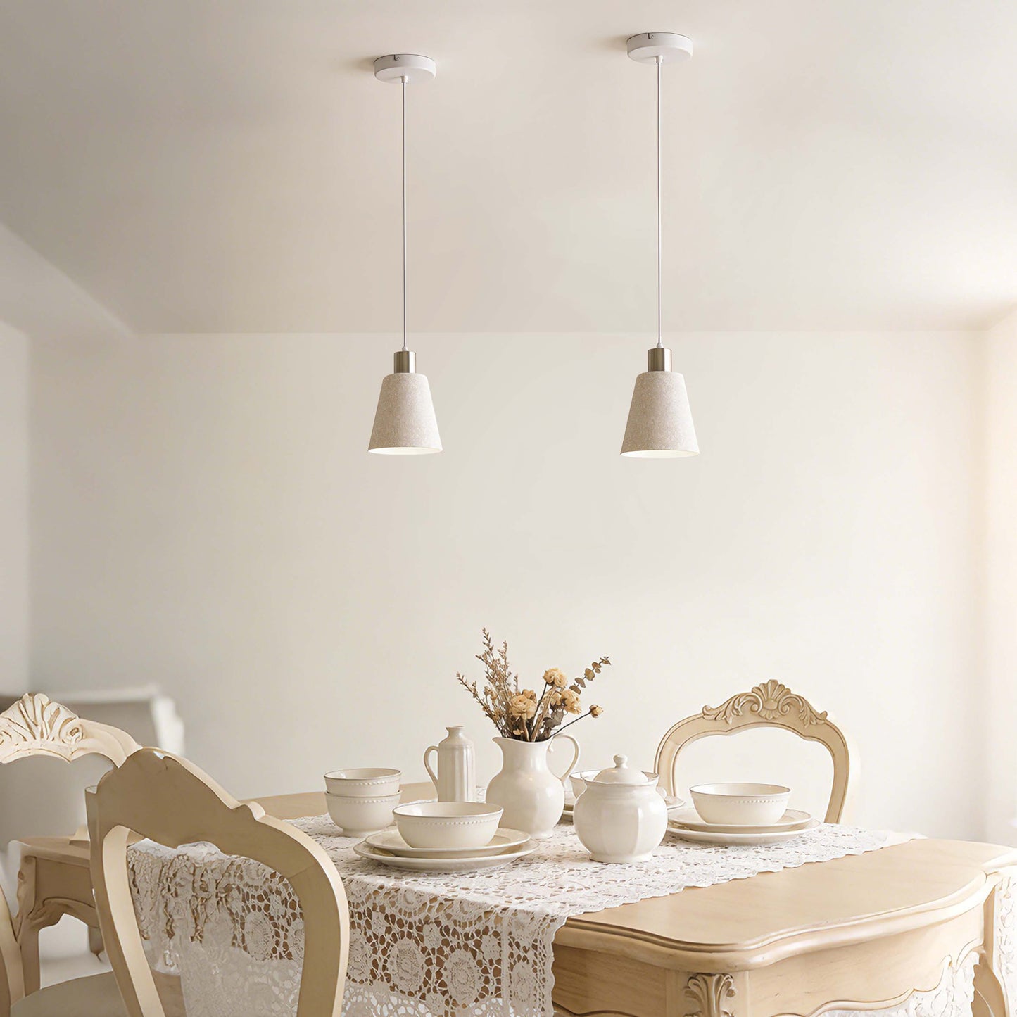 Modern White Speckled & Antique Bronze Cone Pendant Light, E27 (1, 3 & 5-Light Options)