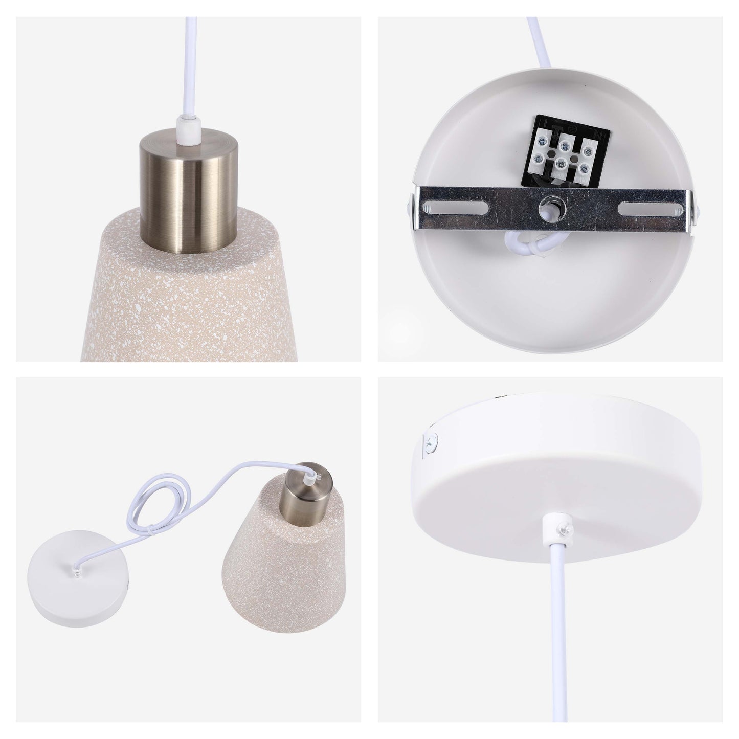 Modern White Speckled & Antique Bronze Cone Pendant Light, E27 (1, 3 & 5-Light Options)