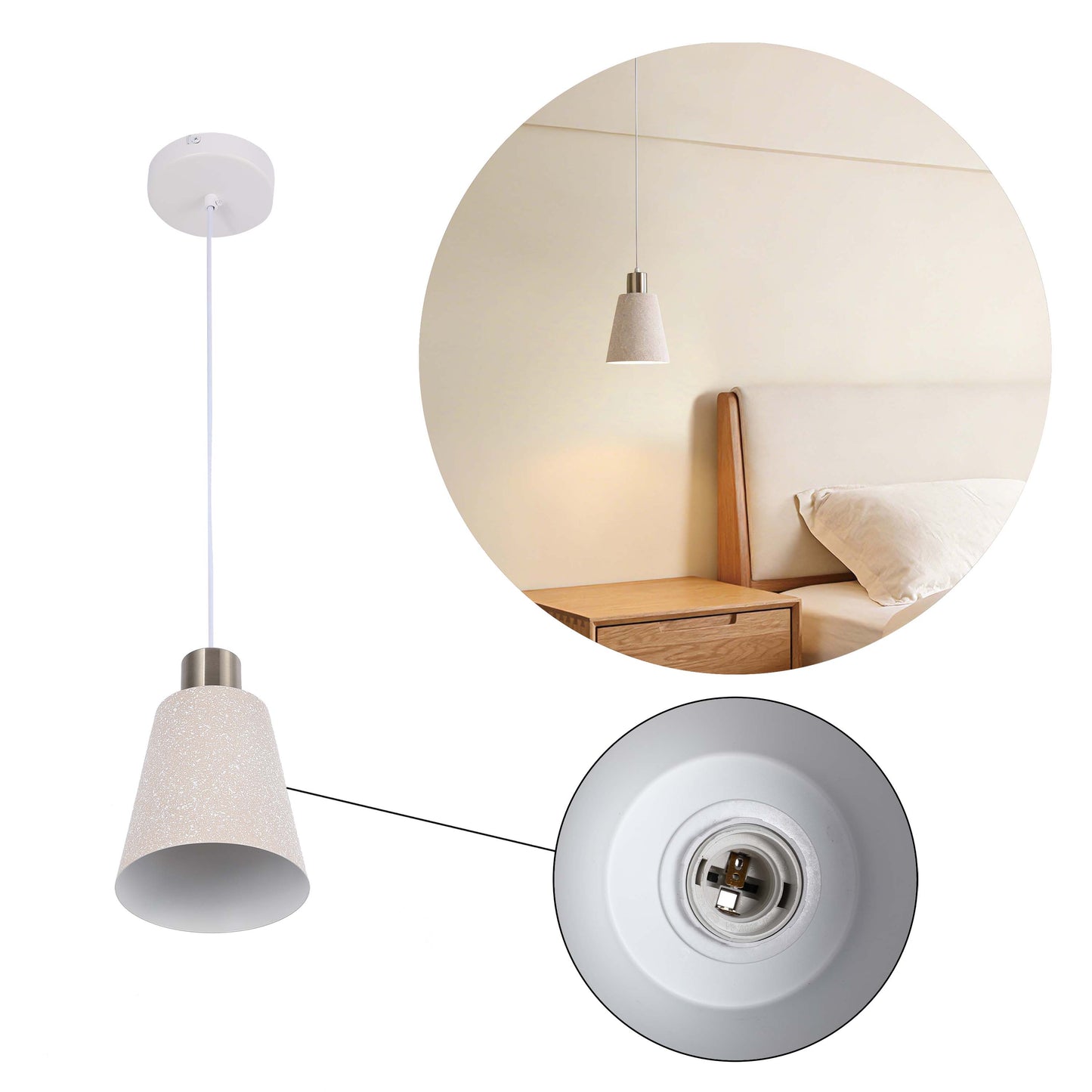 Modern White Speckled & Antique Bronze Cone Pendant Light, E27 (1, 3 & 5-Light Options)