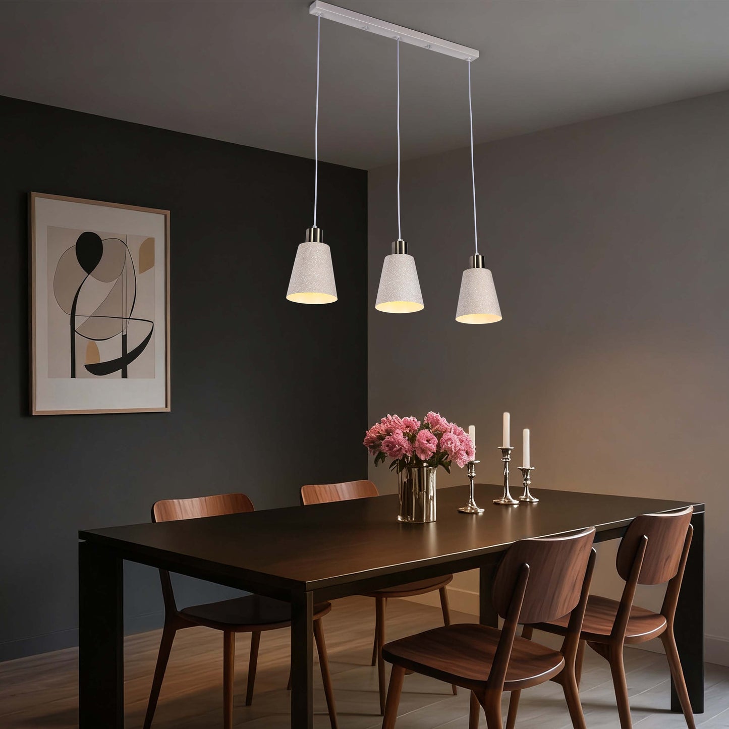 Modern White Speckled & Antique Bronze Cone Pendant Light, E27 (1, 3 & 5-Light Options)