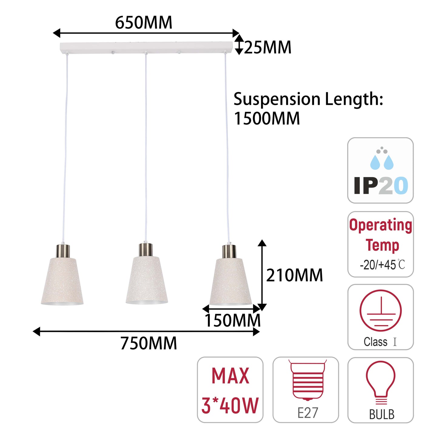 Modern White Speckled & Antique Bronze Cone Pendant Light, E27 (1, 3 & 5-Light Options)