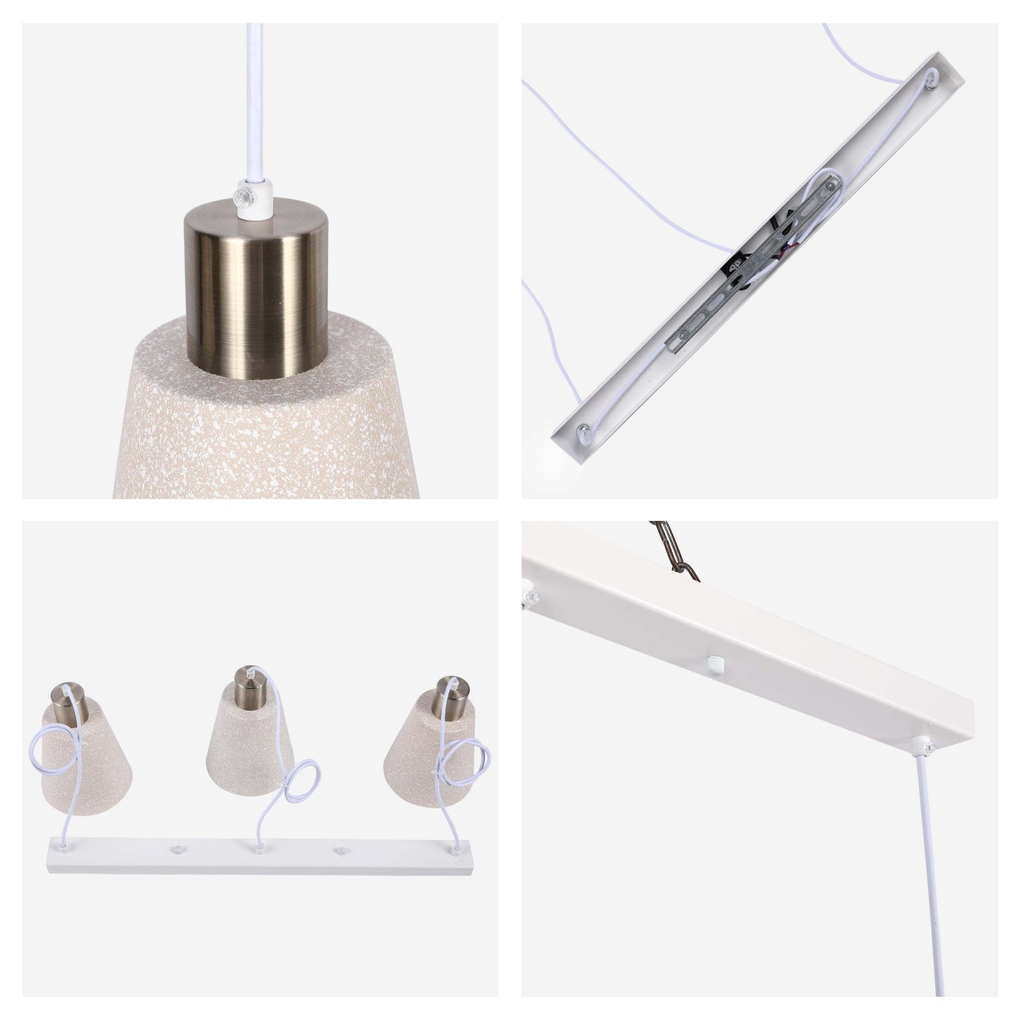 Modern White Speckled & Antique Bronze Cone Pendant Light, E27 (1, 3 & 5-Light Options)