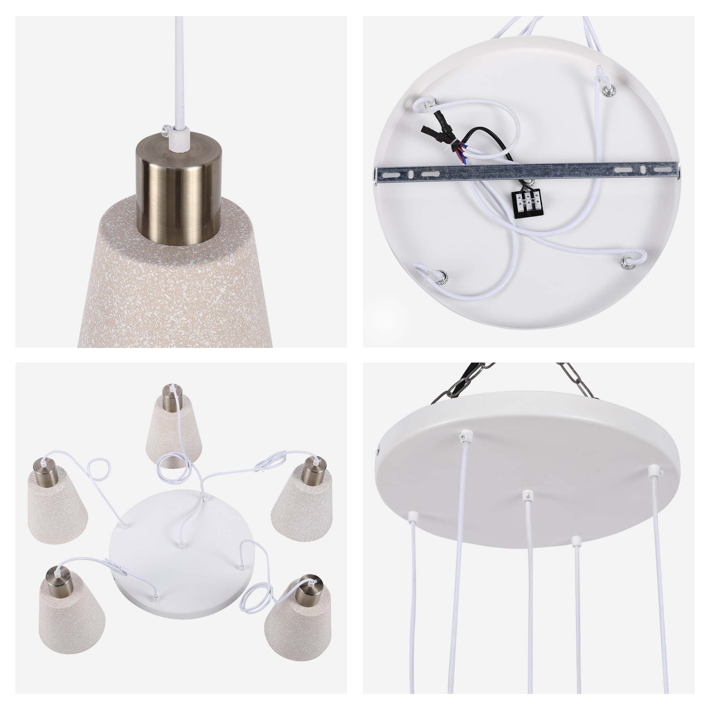 Modern White Speckled & Antique Bronze Cone Pendant Light, E27 (1, 3 & 5-Light Options)