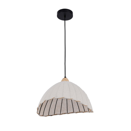 Boho Asymmetric Beige Linen Shade Pendant Light with Black Accents, E27