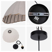 Boho Asymmetric Beige Linen Shade Pendant Light with Black Accents, E27