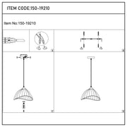 Boho Asymmetric Beige Linen Shade Pendant Light with Black Accents, E27