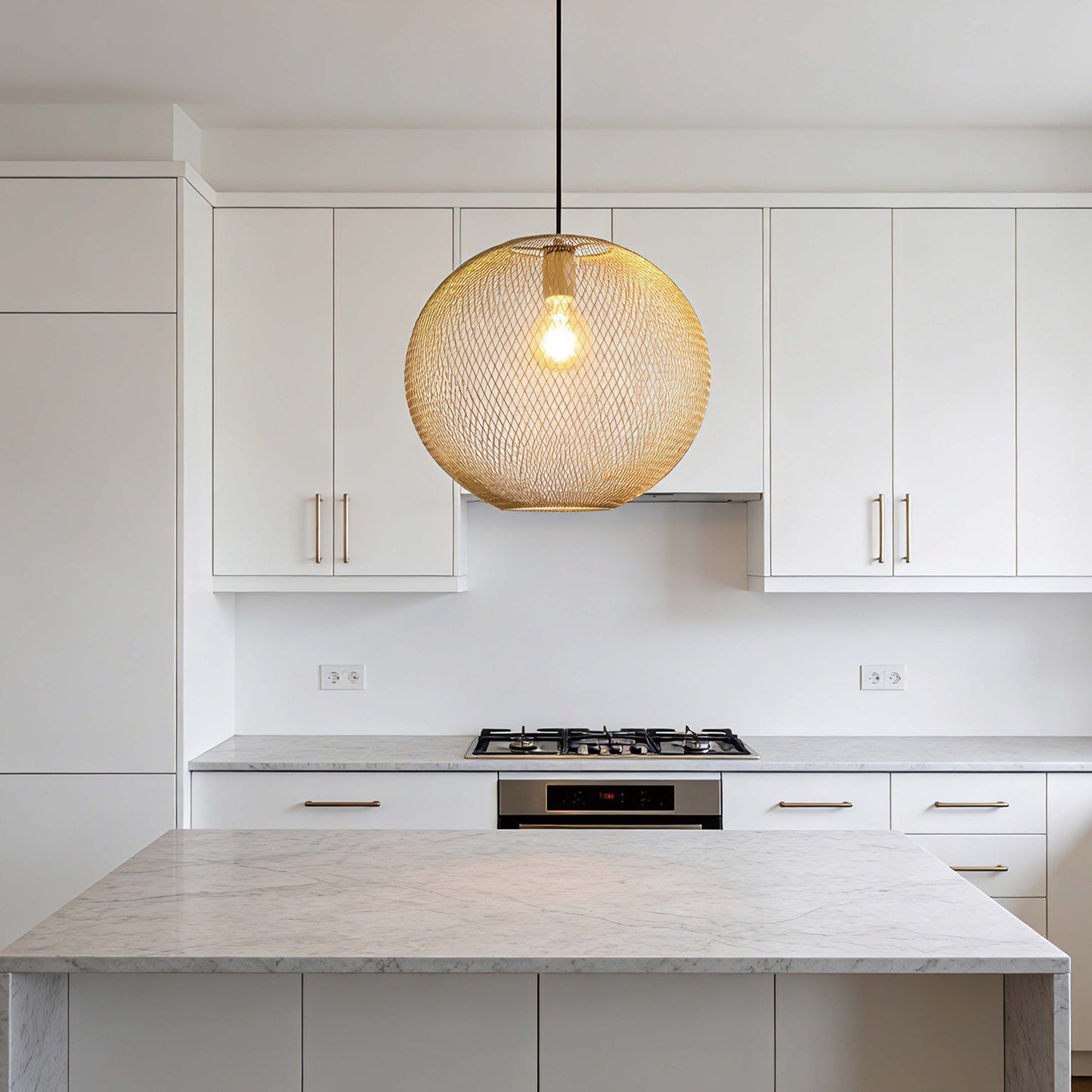 Modern Gold Wire Mesh Globe Pendant Light, E27 (40cm & 48cm Options)