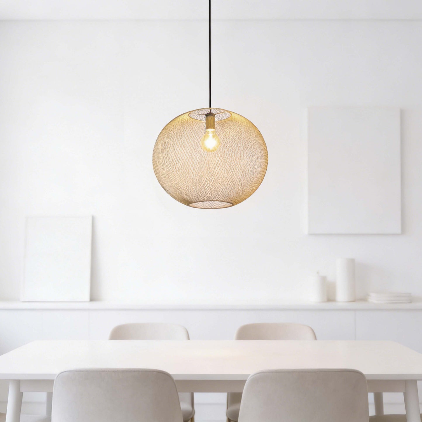 Modern Gold Wire Mesh Globe Pendant Light, E27 (40cm & 48cm Options)