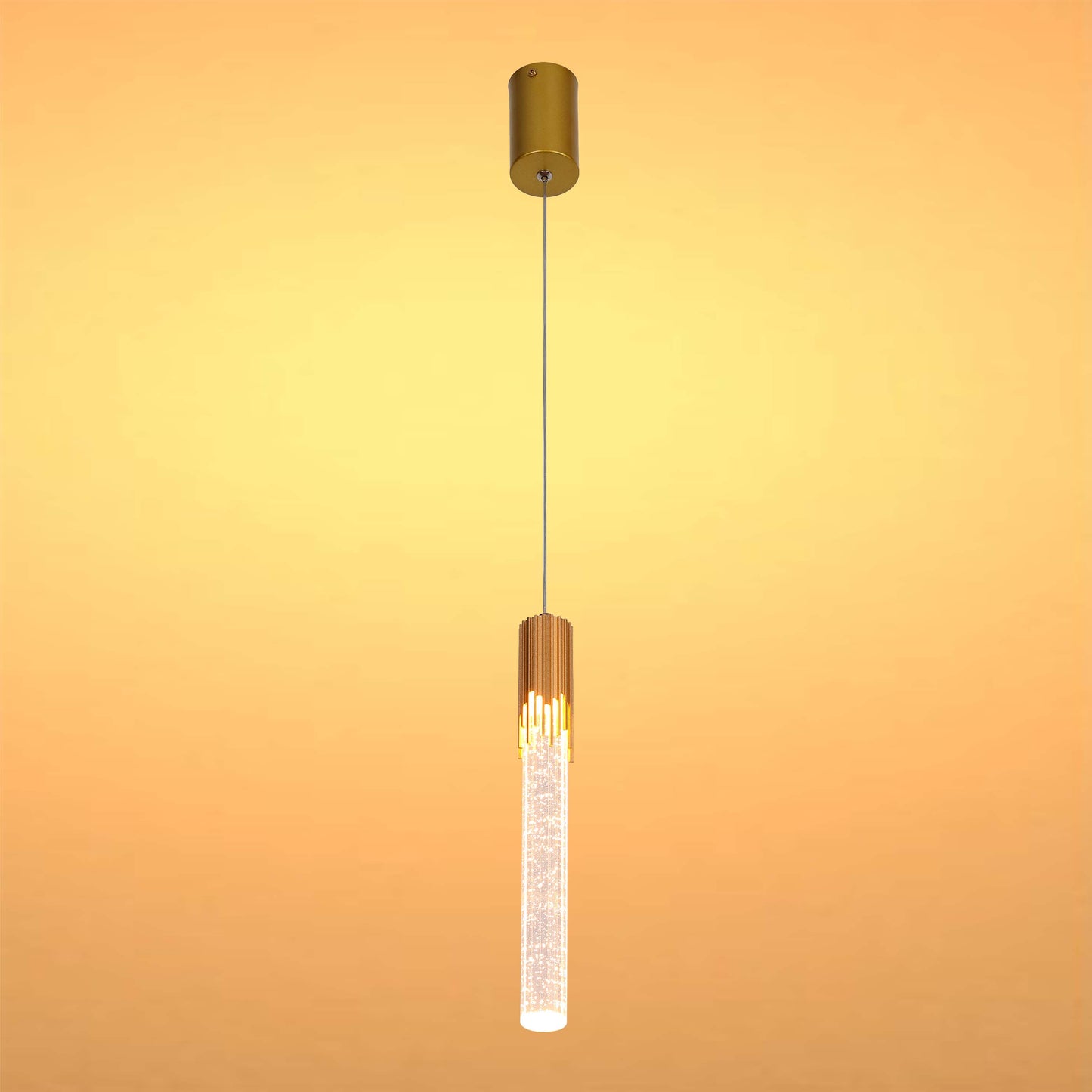 Modern 6W Bubble Crystal Cylinder LED Pendant Light, 3000K
