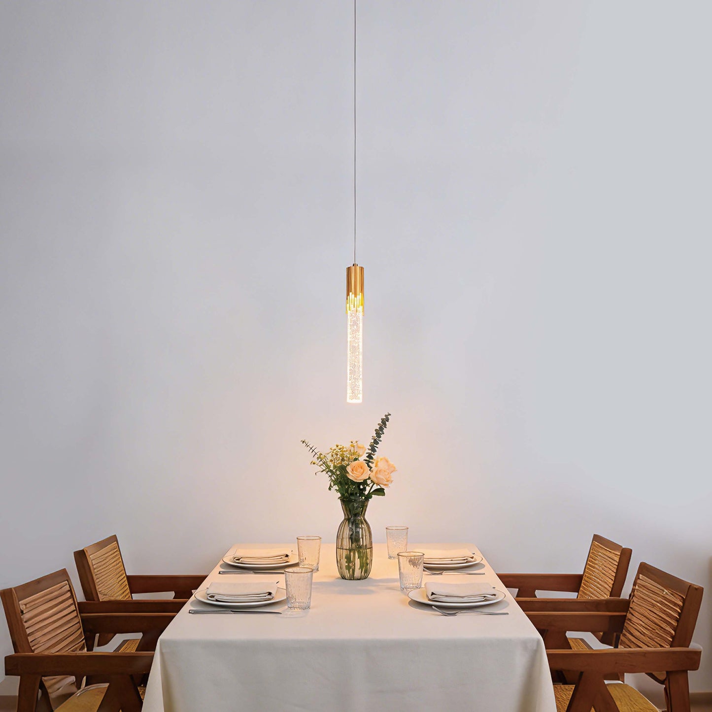 Modern 6W Bubble Crystal Cylinder LED Pendant Light, 3000K