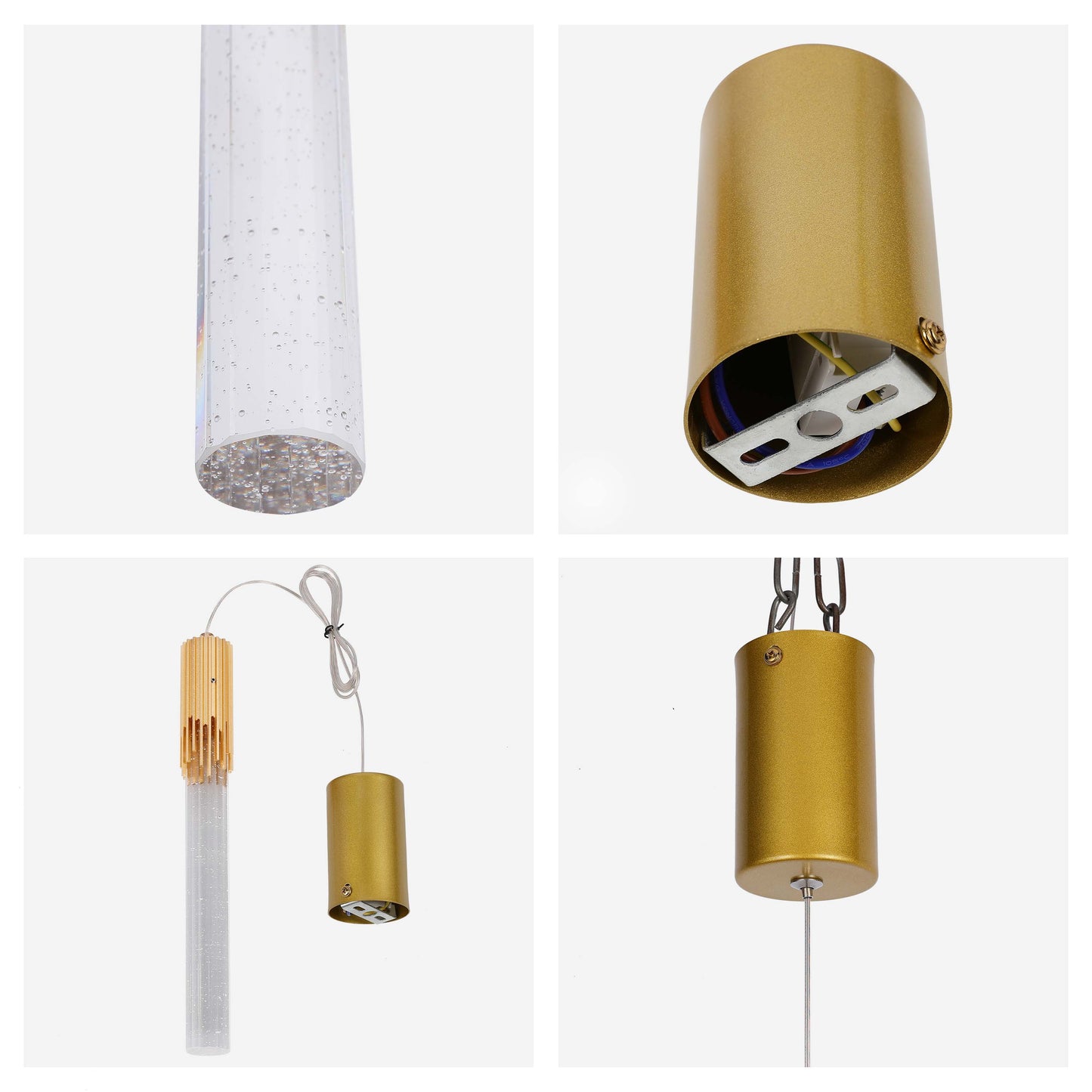 Modern 6W Bubble Crystal Cylinder LED Pendant Light, 3000K