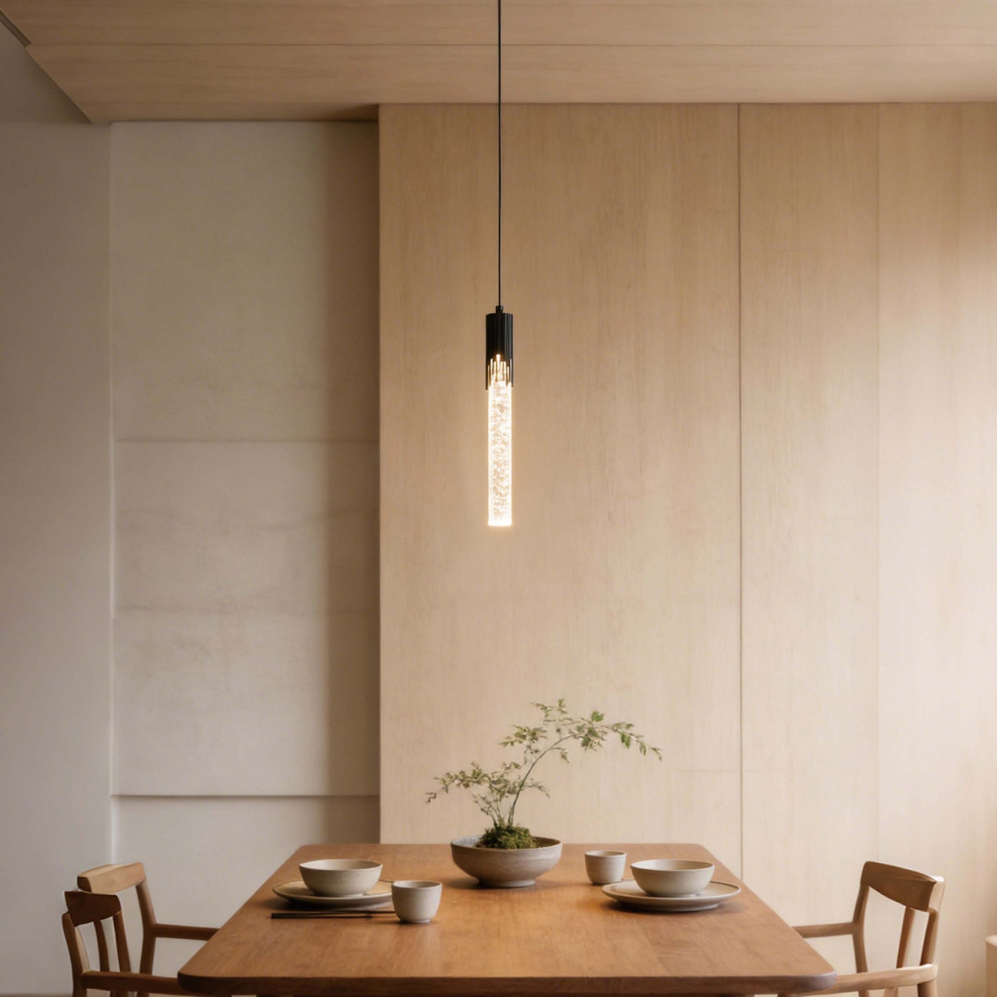 Modern 6W Bubble Crystal Cylinder LED Pendant Light, 3000K