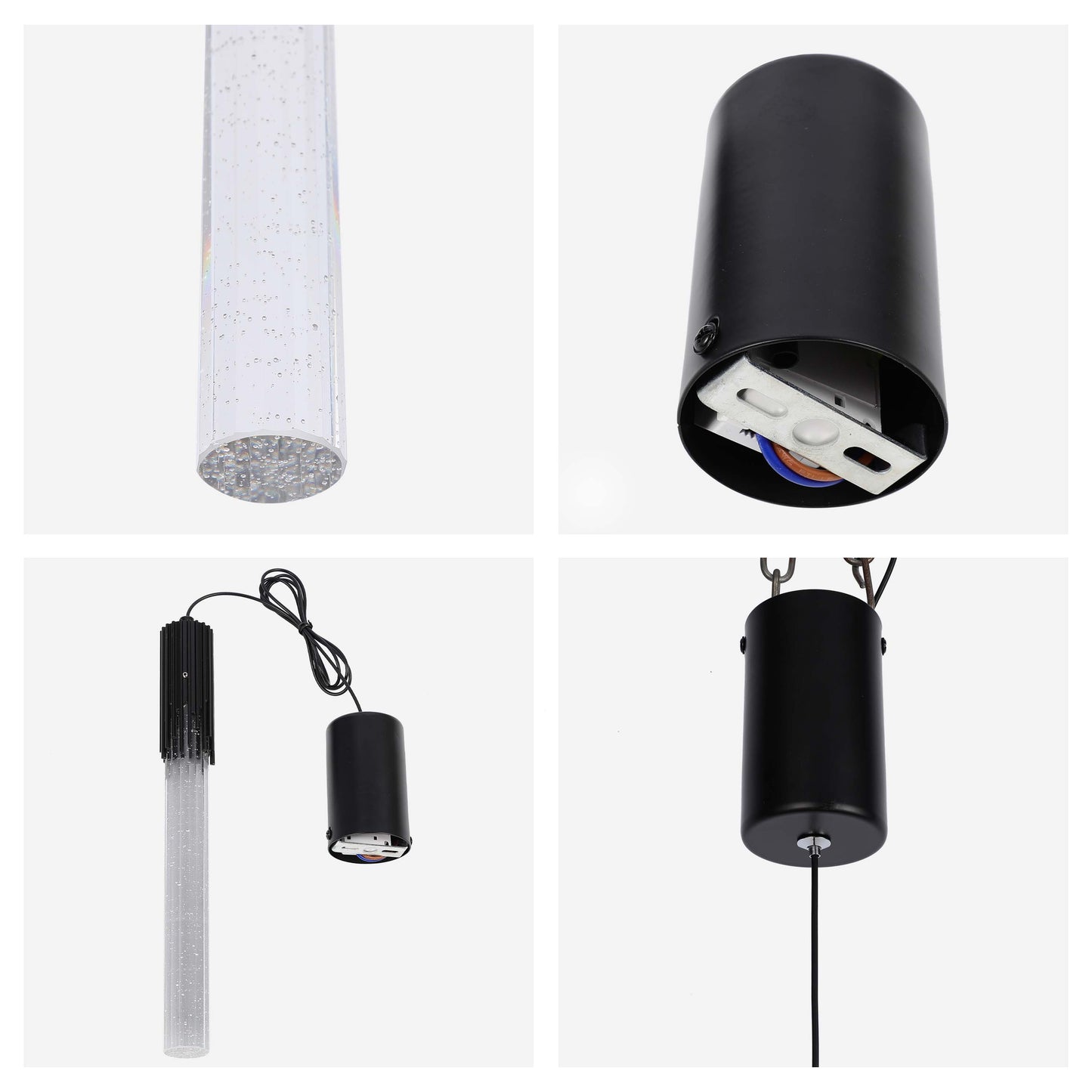 Modern 6W Bubble Crystal Cylinder LED Pendant Light, 3000K