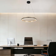Modern Black & Gold LED Ring Chandelier, 3000K (Single & Double Halo)