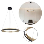 Modern Black & Gold LED Ring Chandelier, 3000K (Single & Double Halo)