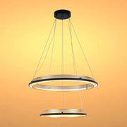 Modern Black & Gold LED Ring Chandelier, 3000K (Single & Double Halo)