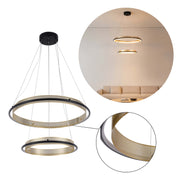 Modern Black & Gold LED Ring Chandelier, 3000K (Single & Double Halo)