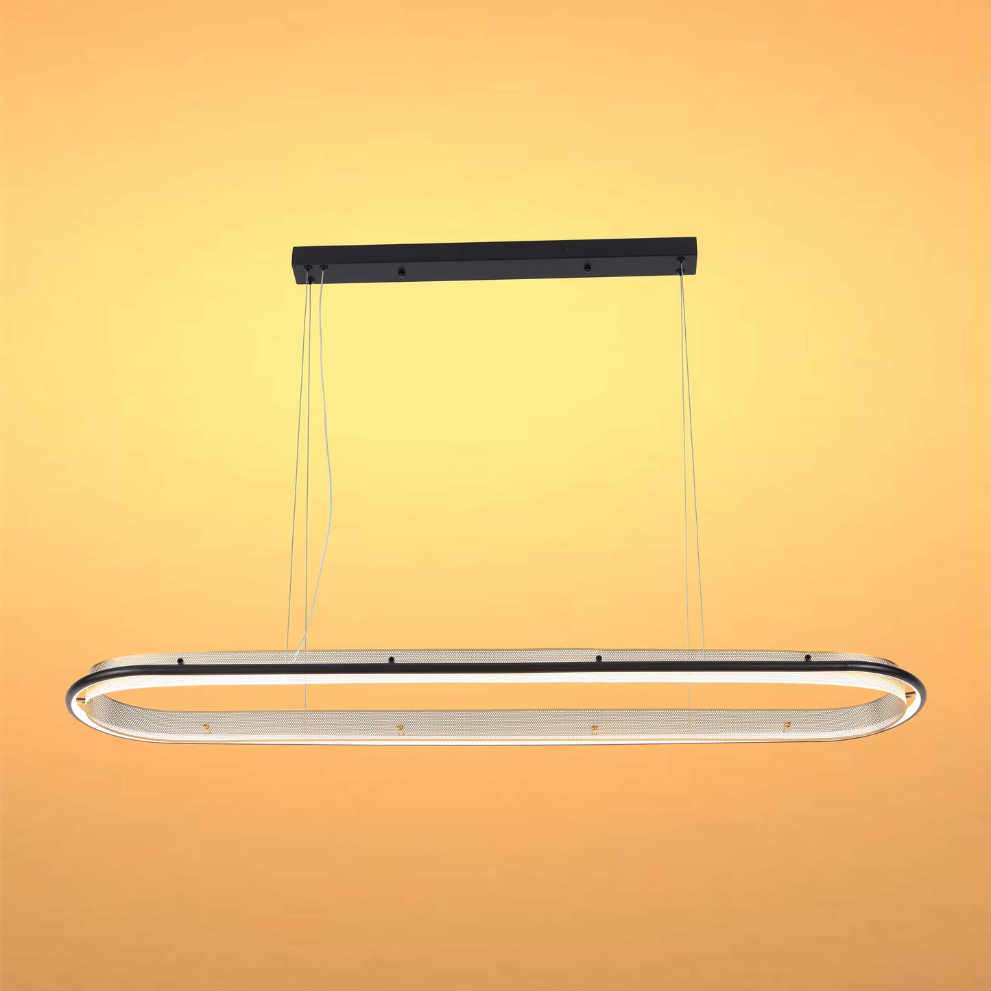 Modern Black & Gold Linear LED Island Pendant, 120cm 3000K