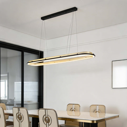 Modern Black & Gold Linear LED Island Pendant, 120cm 3000K