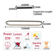 Modern Black & Gold Linear LED Island Pendant, 120cm 3000K