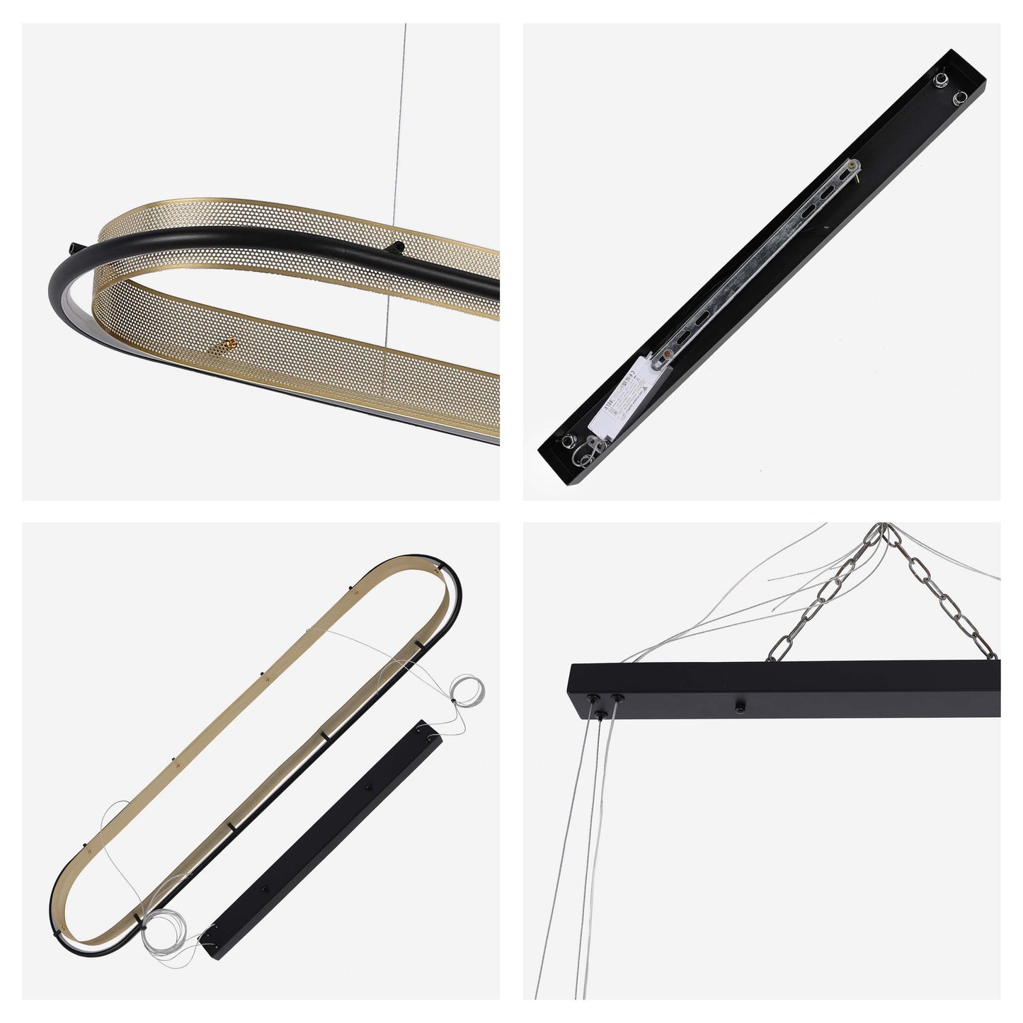Modern Black & Gold Linear LED Island Pendant, 120cm 3000K