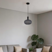 Modern Smoked Grey Textured Glass Pendant Light, E27 Dimmable