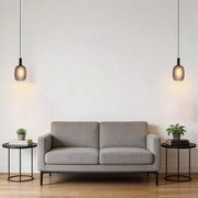 Modern Smoked Grey Textured Glass Pendant Light, E27 Dimmable