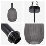 Modern Smoked Grey Textured Glass Pendant Light, E27 Dimmable
