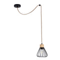 Industrial Wire Cage Pendant Light with Hemp Rope, E27 Dimmable