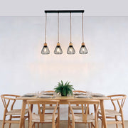 Industrial Wire Cage Pendant Light with Hemp Rope, E27 Dimmable