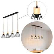 Industrial Wire Cage Pendant Light with Hemp Rope, E27 Dimmable