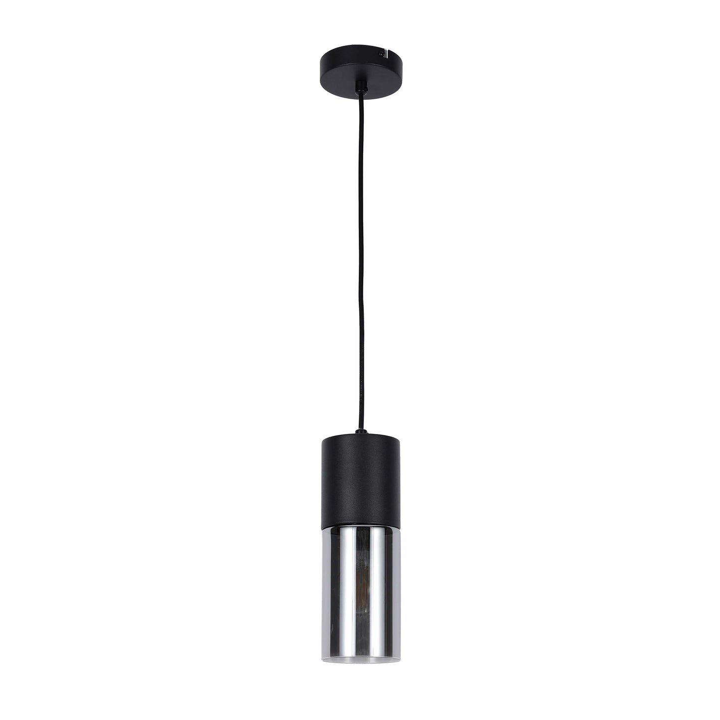 Modern Cylinder Smoky Glass Pendant Light, 1 & 4-Light E27