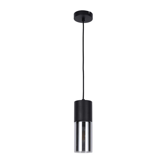 Modern Cylinder Smoky Glass Pendant Light, 1 & 4-Light E27