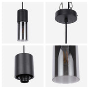 Modern Cylinder Smoky Glass Pendant Light, 1 & 4-Light E27