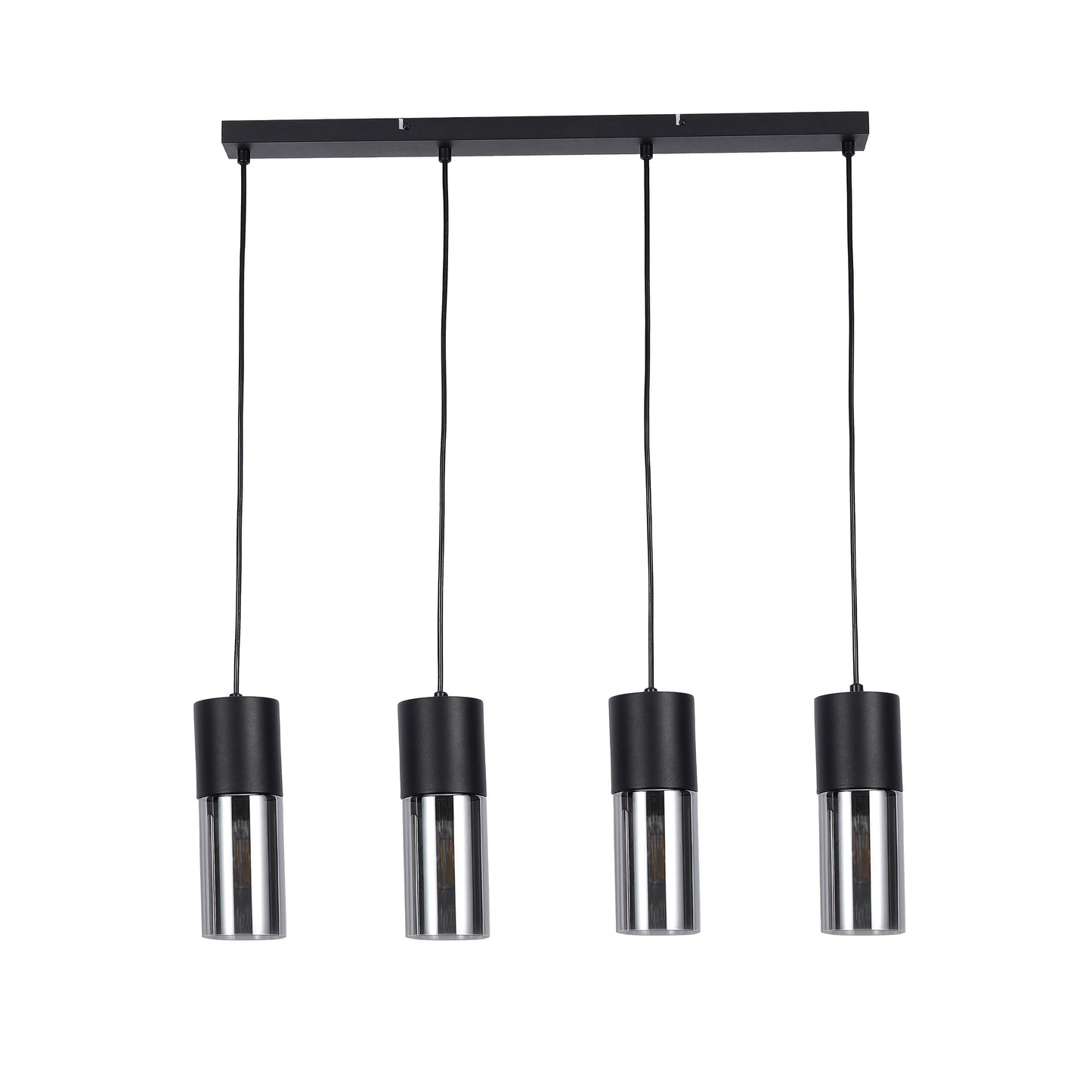 Modern Cylinder Smoky Glass Pendant Light, 1 & 4-Light E27